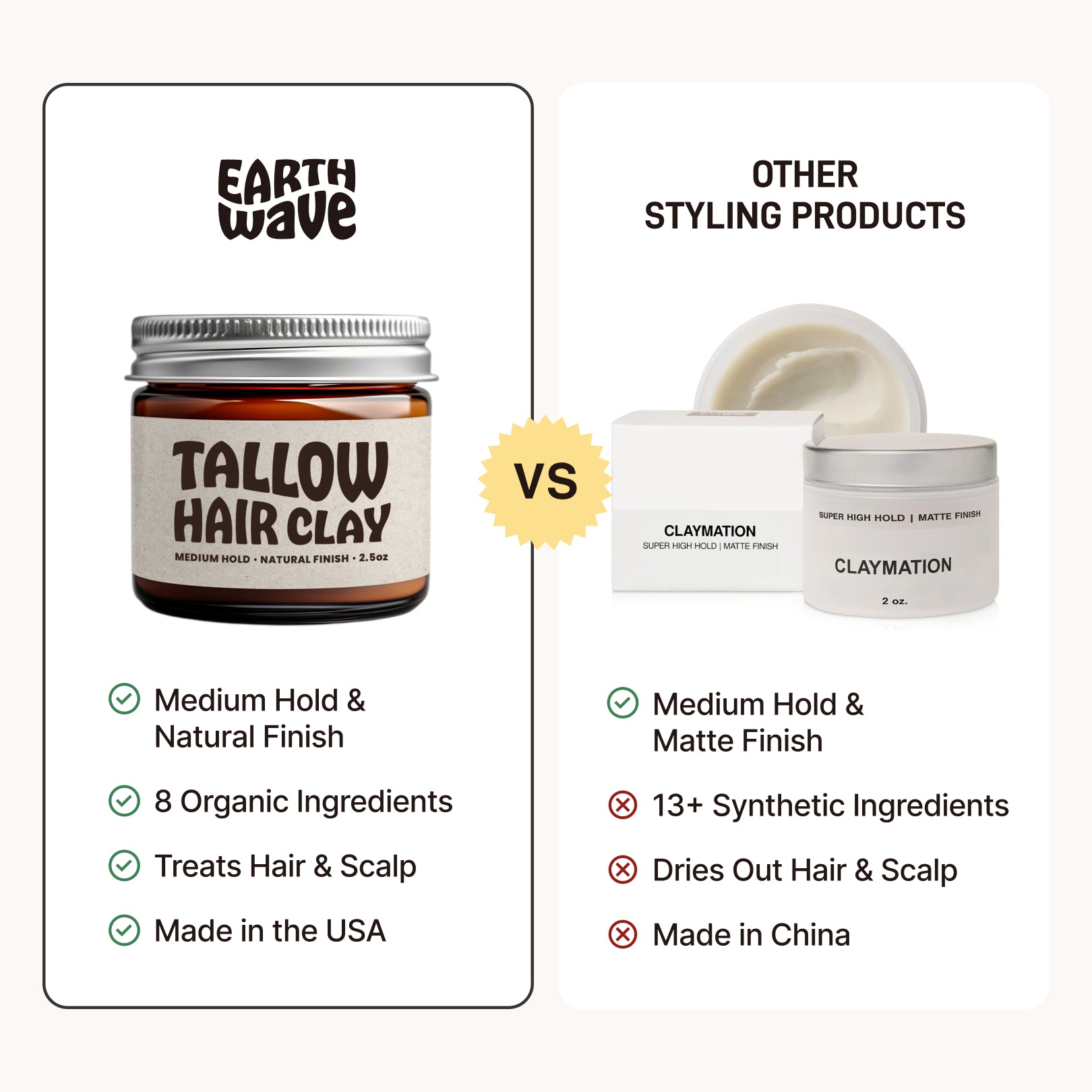 All Natural Tallow Hair Clay