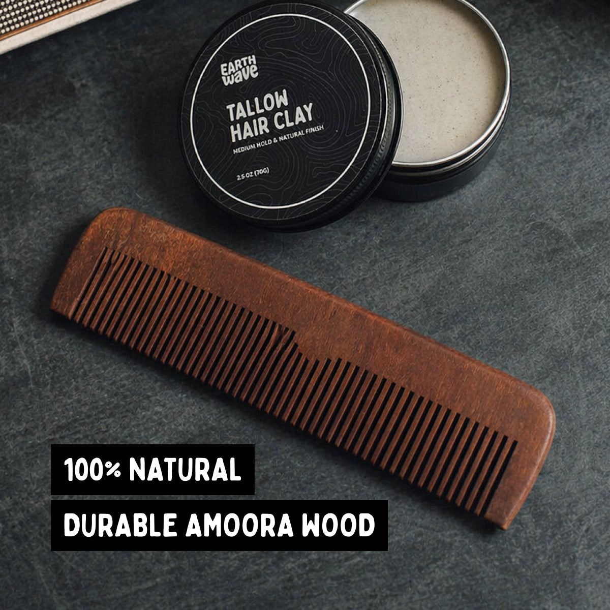 Amoora Wooden Hair Comb